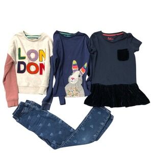 Mini Boden Clothing‎ Lot Girls 9-10Y Kids Navy Grey Heart Bunny London 4pc Set